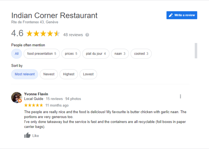 indian corner customer review 1