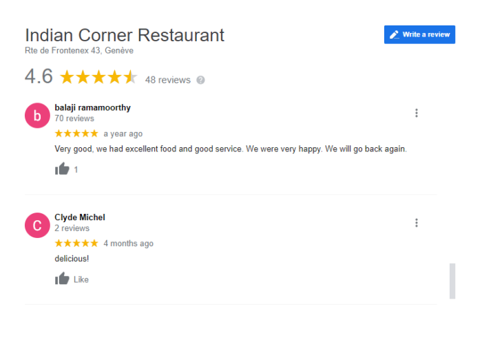 Indian corner customer review 4